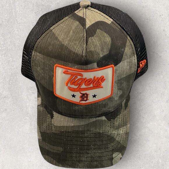 New Without Tags Detroit Tigers Camo Trucker Hat Snapback New Era Adjustable MLB - Picture 2 of 7